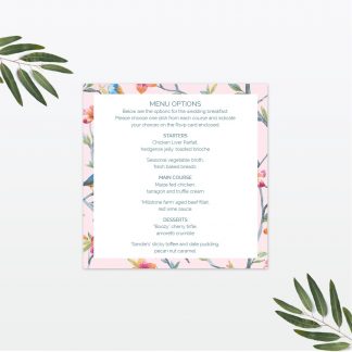 Love Birds Invitation Menu - Wedding Stationery Love Words wedding invitation menu Love Invited