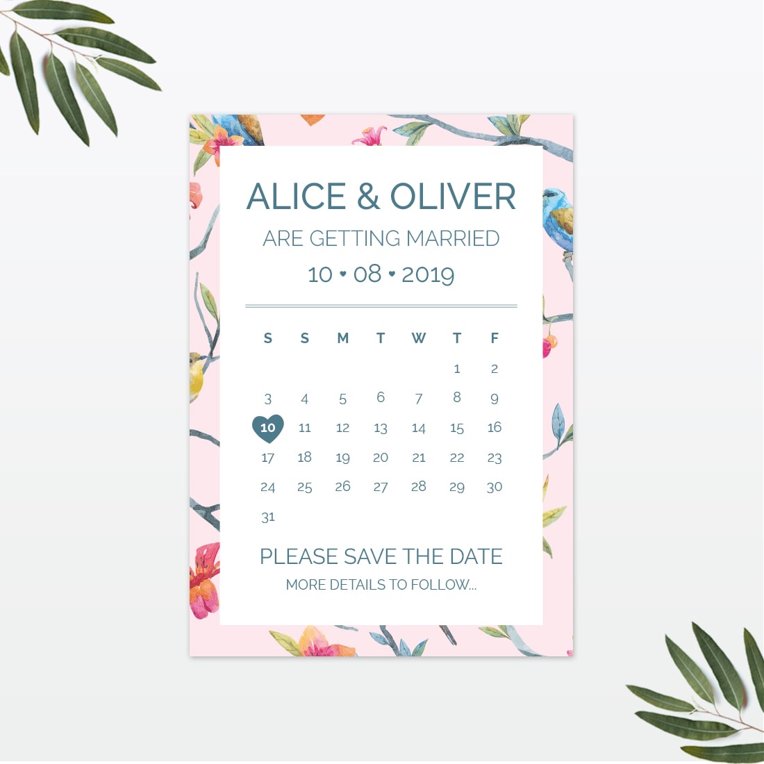Love Birds Save The Date - Wedding Stationery Love Birds Wedding save the date Love Invited