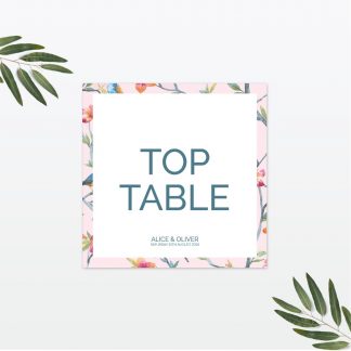 Love Birds Table Number - Wedding Stationery Love Birds wedding table number Love Invited