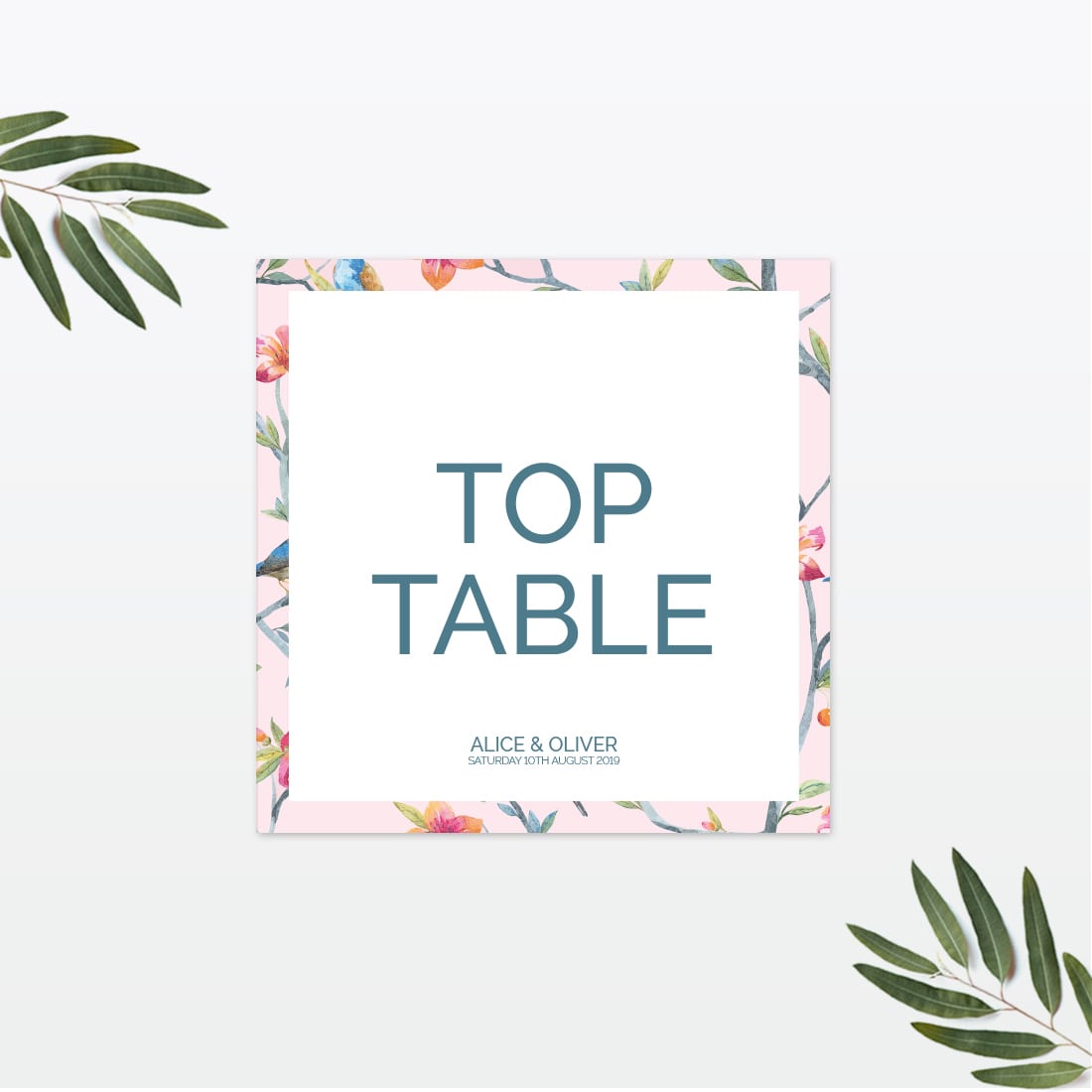 Love Birds Table Number - Wedding Stationery Love Birds wedding table number Love Invited