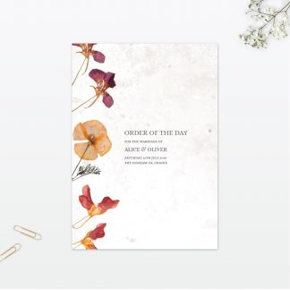 Spring Blossom Order Of The Day - Wedding Stationery Spring Blossom Order Of The Day