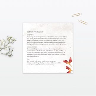 Spring Blossom Invitation Menu - Wedding Stationery Spring Blossom wedding additional information vintage Love Invited