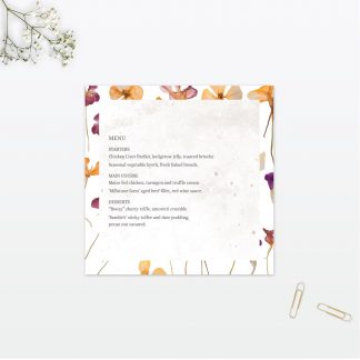 Spring Blossom Table Menu - Wedding Stationery Spring Blossom wedding table menu vintage Love Invited