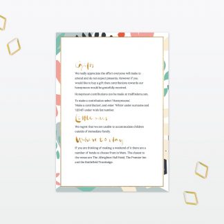 Summertime wedding additional information card with foil Love Invited