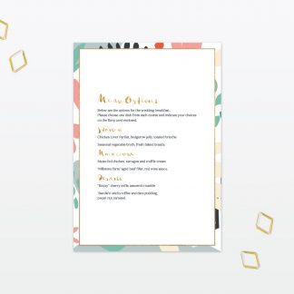 Summertime Invitation Menu - Wedding Stationery Summertime wedding invitation menu with foil Love Invited