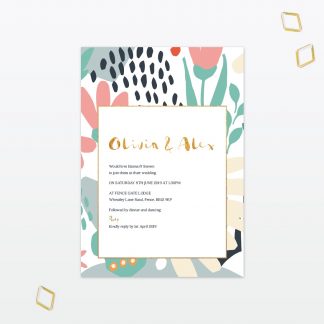 Summertime Single Card Wedding Invitation with Foil Love Invited