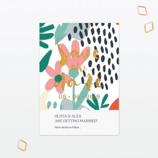 Summertime wedding save the date with foil Love Invited