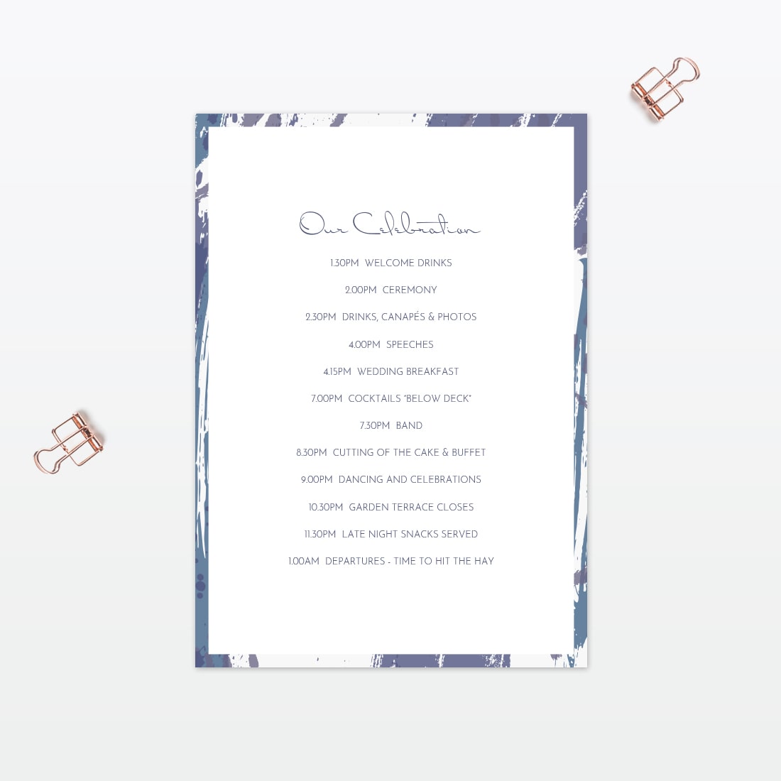 Abstract Brushstroke Order Of The Day - Wedding Stationery Abstract Brushstroke Order Of The Day - Image 2