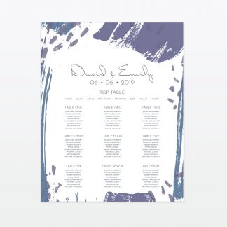 Abstract Brushstroke Table Plan - Wedding Stationery Abstract Brushstroke modern wedding table plan with frame Love Invited