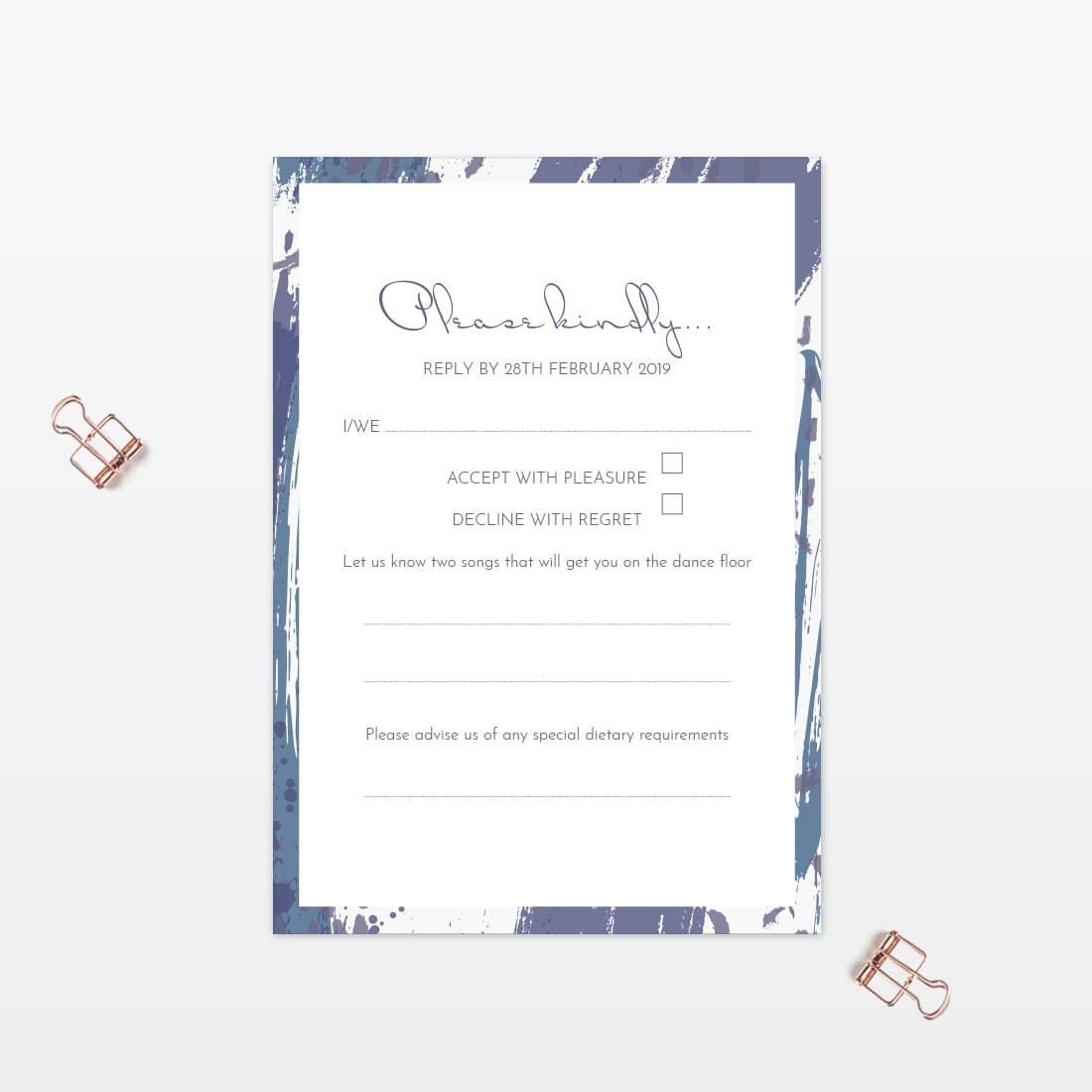 Abstract Brushstroke RSVP - Wedding Stationery Abstract Brushstroke modern Wedding RSVP Love Invited