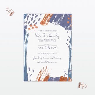 Abstract Brushstroke Wedding Invitation - Wedding Stationery Abstract Brushstroke modern single card wedding invitation with foil Love Invited