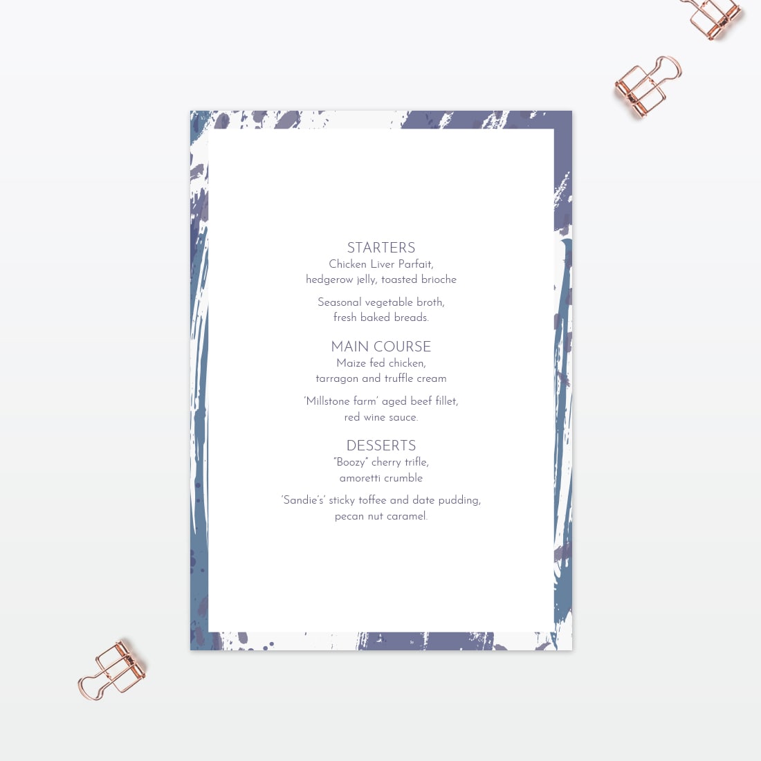 Abstract Brushstroke Table Menu - Wedding Stationery Abstract Brushstroke Table Menu - Image 2