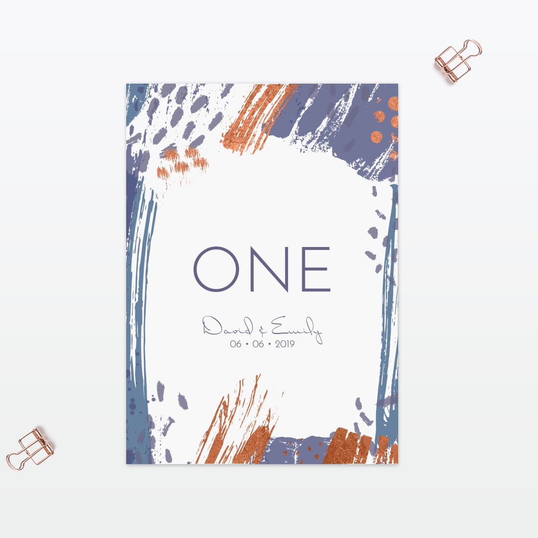 Abstract Brushstroke Table Number - Wedding Stationery Abstract Brushstroke modern wedding table number foil Love Invited