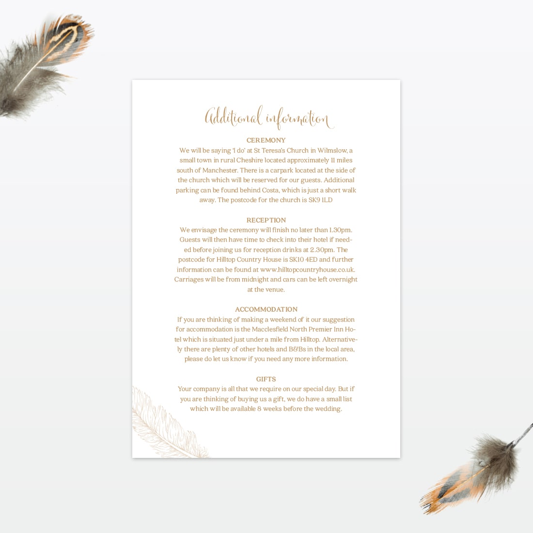 Dreamcatcher Additional Information - Wedding Stationery dreamcatcher wedding invitation guest information1 min 1