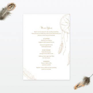 Dreamcatcher Invitation Menu - Wedding Stationery dreamcatcher wedding invitation menu2 min 1
