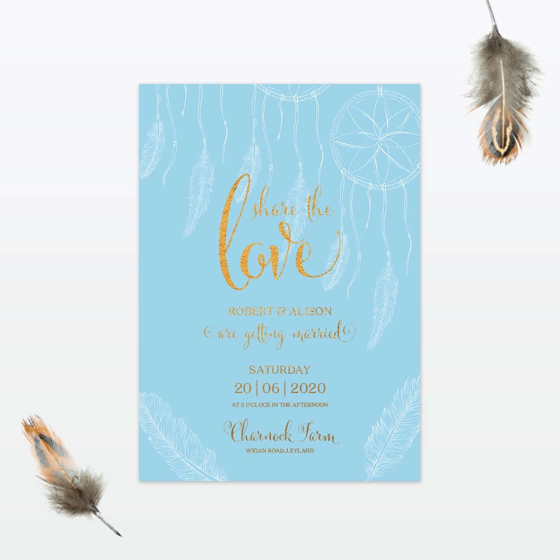 dreamcatcher wedding invitation single card min