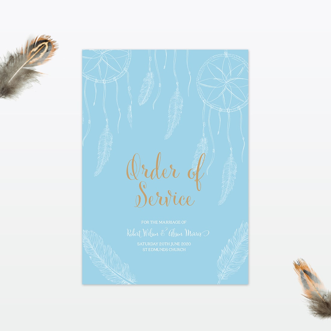 Dreamcatcher Order Of Service - Wedding Stationery dreamcatcher wedding order of service cover min 1