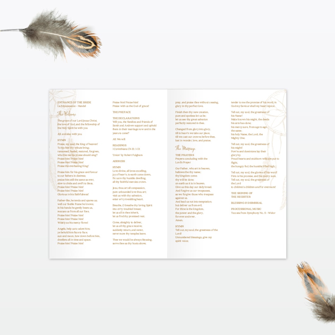 Dreamcatcher Order Of Service - Wedding Stationery dreamcatcher wedding order of service pages min 1