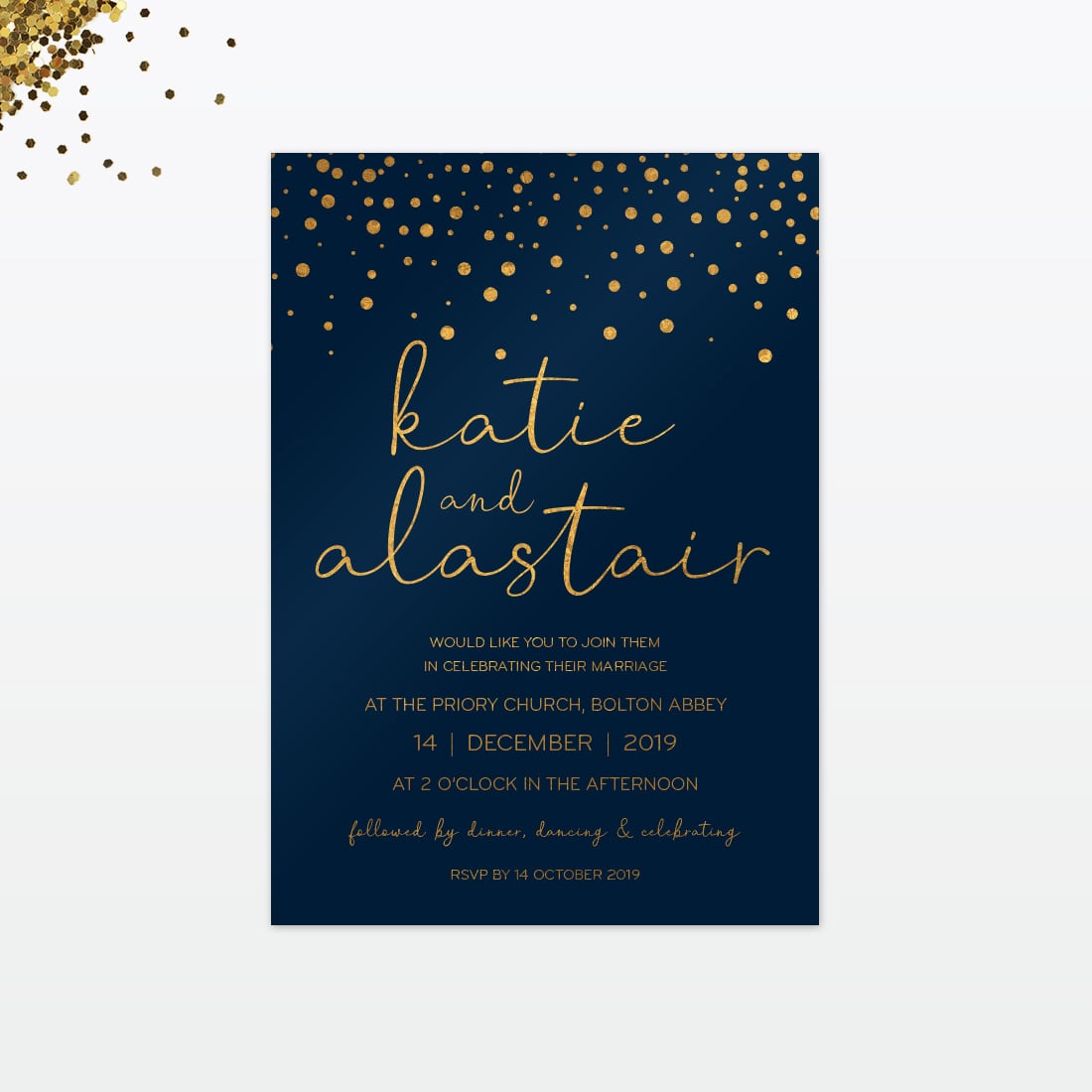 Confetti Wedding Invitation - Wedding Stationery confetti wedding invitation card front