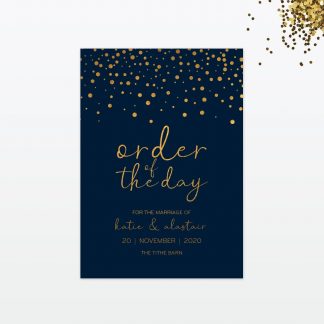 Confetti Wedding Invitation - Wedding Stationery confetti wedding order of the day front