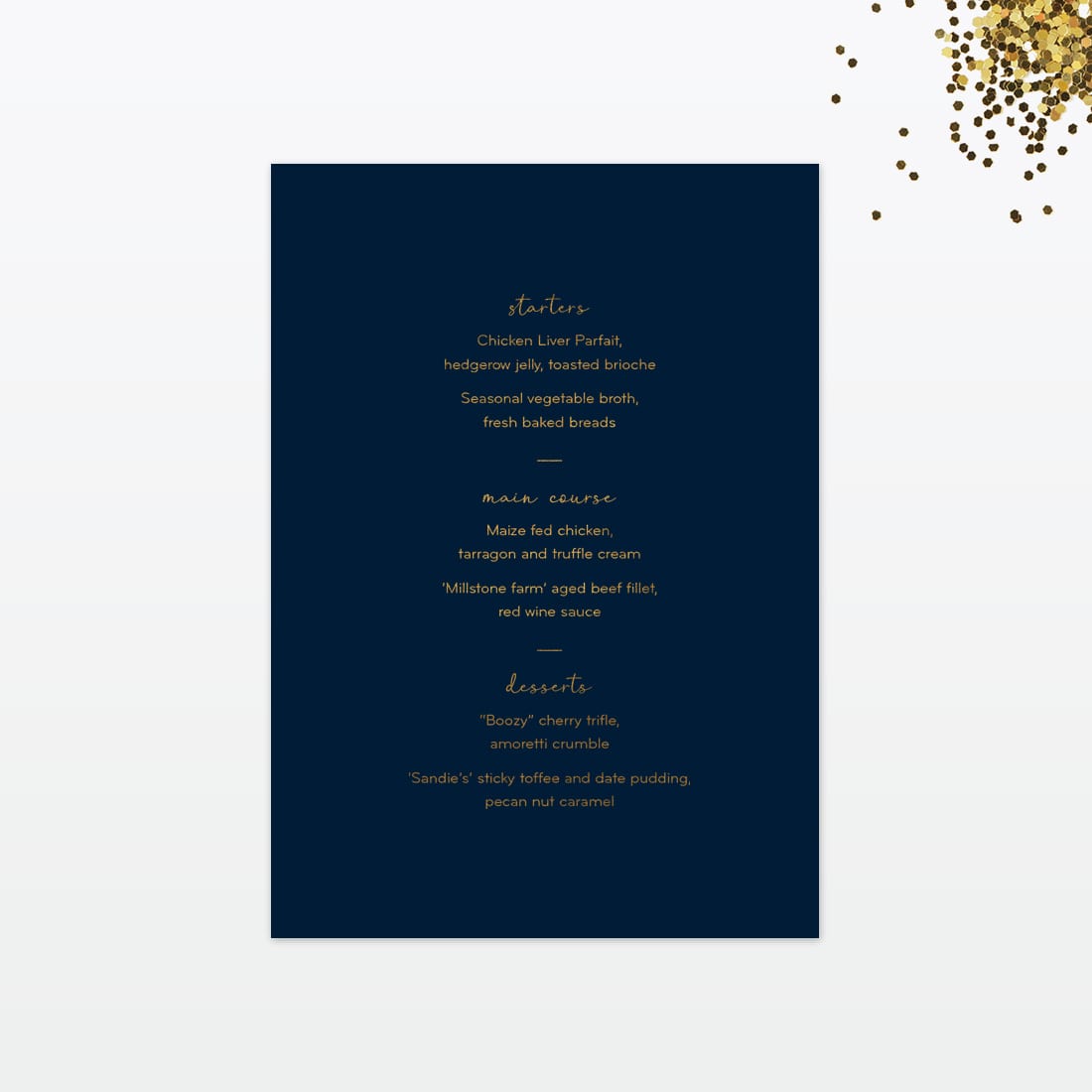 Confetti Wedding Invitation - Wedding Stationery confetti wedding table menu back