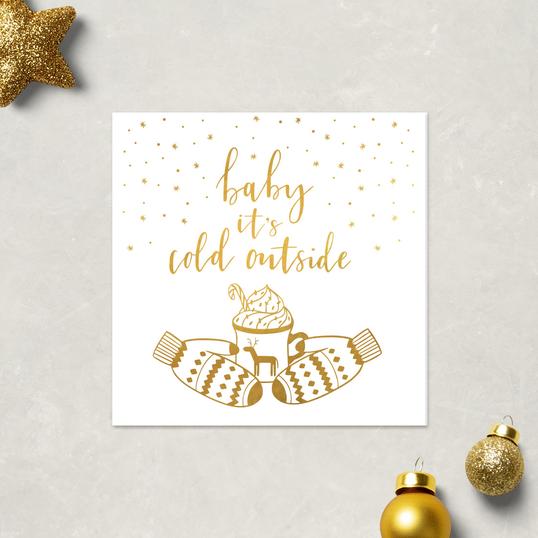 Love Invited Foiled Christmas Cards (Pack of 6) - Wedding Stationery Gold Foil Christmas Card Design
