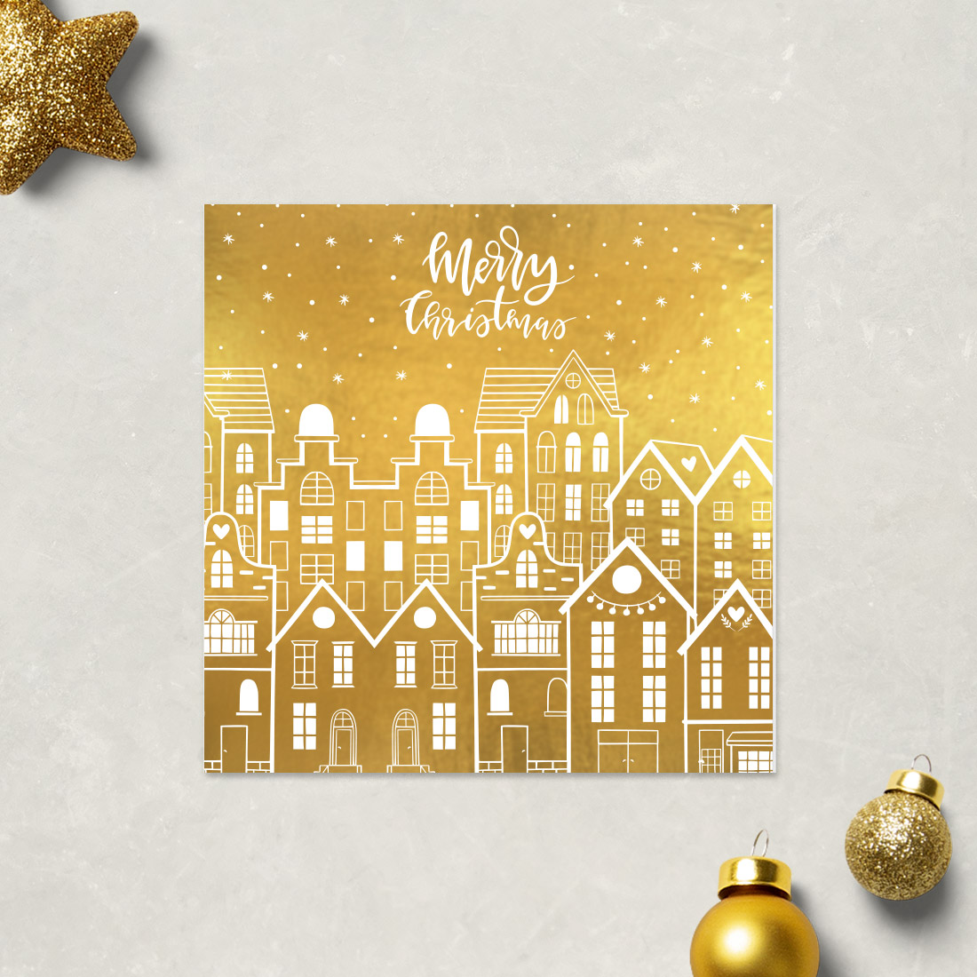 Love Invited Foiled Christmas Cards (Pack of 6) - Wedding Stationery Gold Foil Christmas Card Design